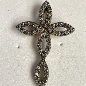 Sterling Silver Cross Pendant with Rhinestones Charm